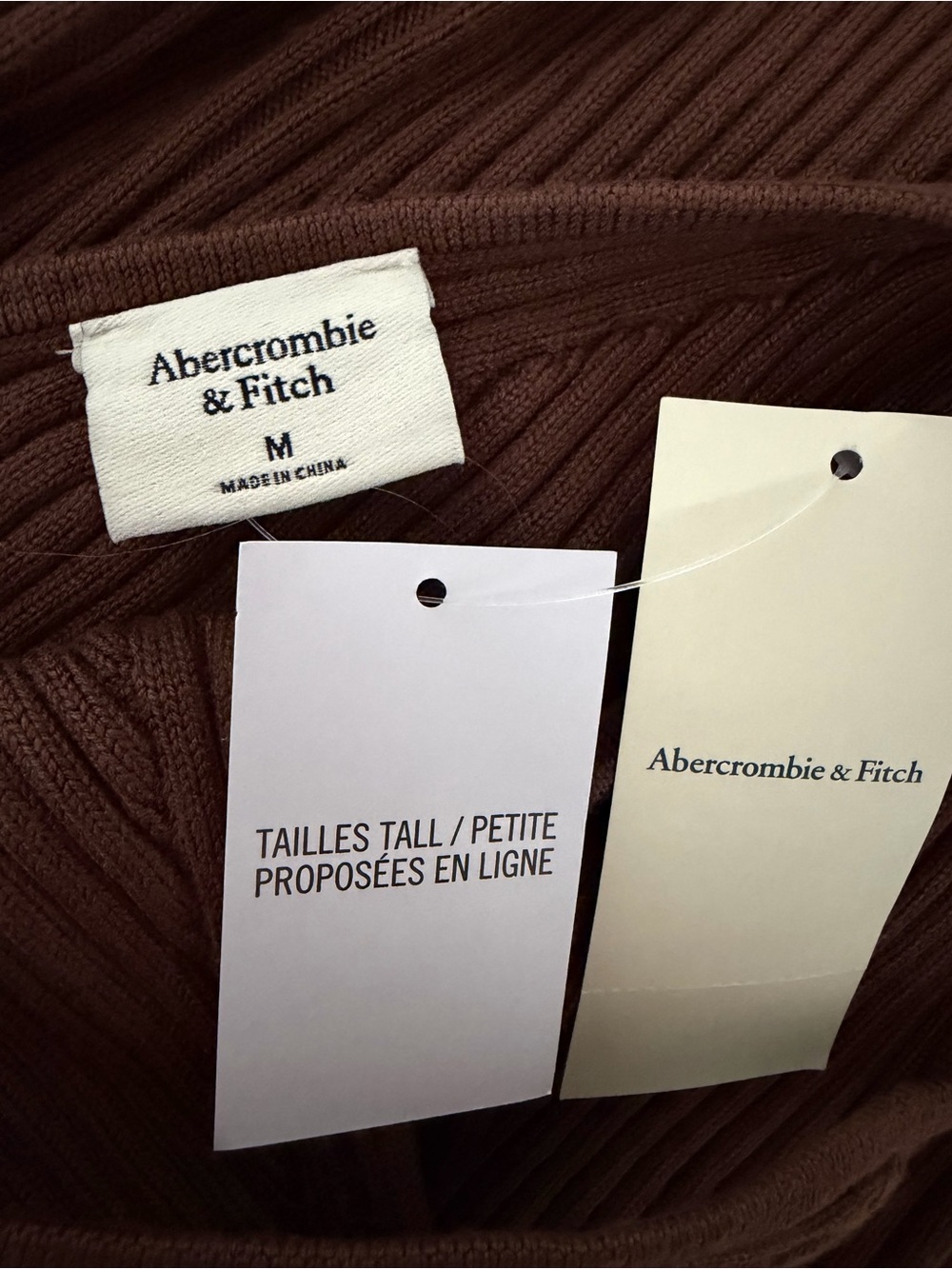 New! Abercrombie & Fitch Brown Elevated Knit Keyhole Midi Dress M 8405 - Picture 6 of 10